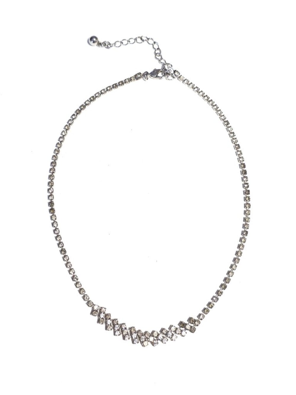 Clear prong-set rhinestone necklace
